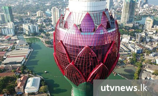 ‘Nelum Kuluna’ illuminates Colombo skyline today